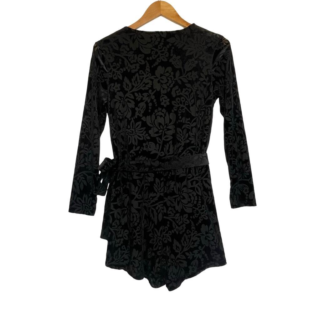 ANTHROPOLOGIE Saylor The Rebecca Black Velvet Floral Burnout Romper - Picture 4 of 6